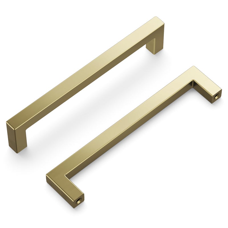 Hickory Hardware Solid Core Kitchen Cabinet Handle, Hardware for Doors & Dresser Drawers, 5-1/16 Inch Hole Center, Elusive Golden Nickel, Skylight Collection (Pack of 1) - Image 1